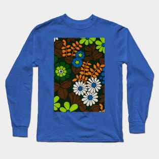 70s Flowers Green and Blue Long Sleeve T-Shirt